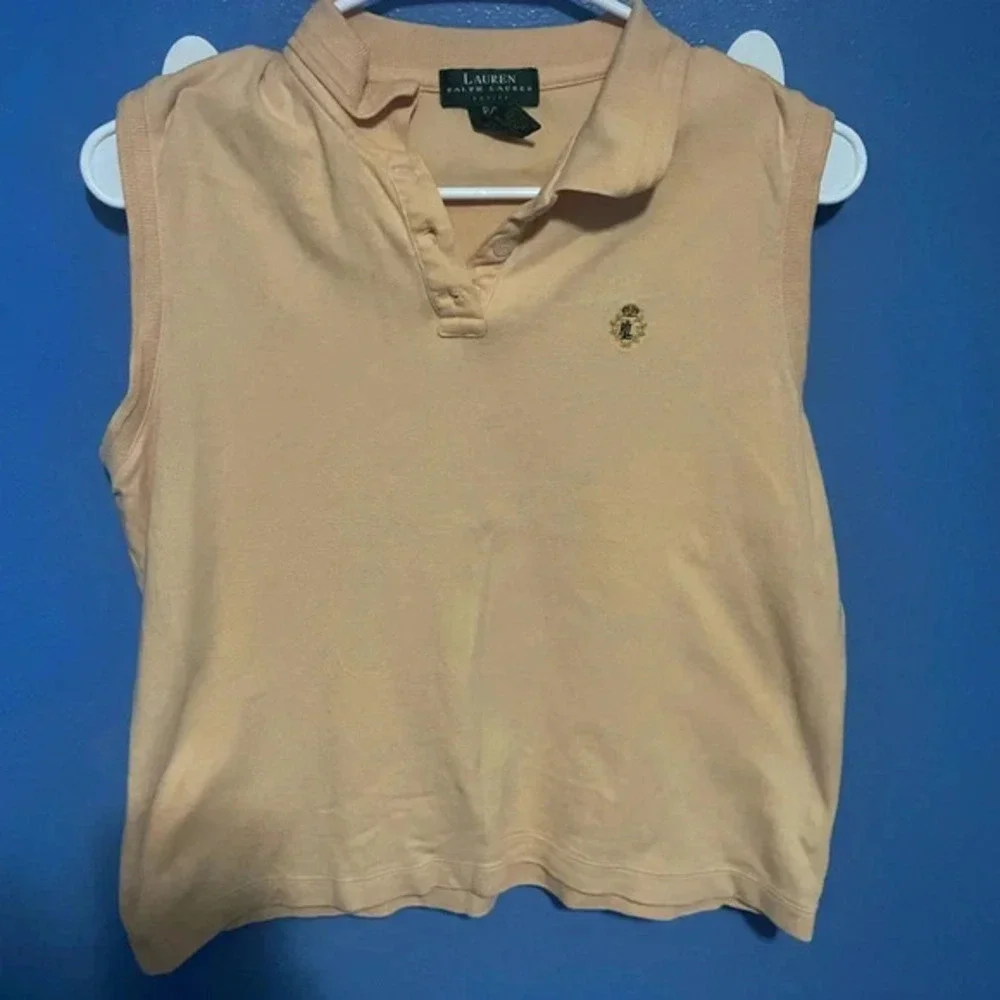 Lauren Ralph Lauren Womens Polo Top Petite large Sleeveless Pullover Cotton Knit - Picture 1 of 7